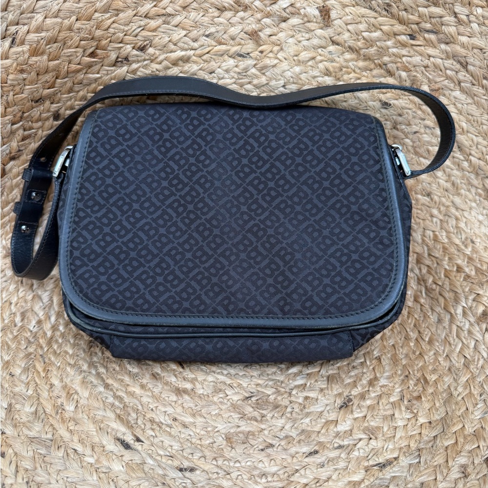 Bally Black Monogram Canvas and Leather Flap Shoulder Bag